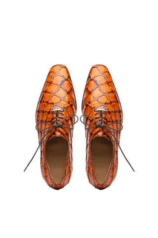 Marco Di Milano Olivieri Brandy Exotic Pirarucu Leather Whole cut Oxfords (MDM1028)-AmbrogioShoes