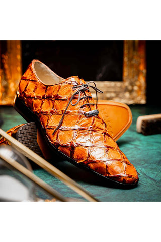 Marco Di Milano Olivieri Brandy Exotic Pirarucu Leather Whole cut Oxfords (MDM1028)-AmbrogioShoes
