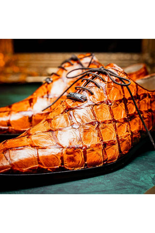 Marco Di Milano Olivieri Brandy Exotic Pirarucu Leather Whole cut Oxfords (MDM1028)-AmbrogioShoes