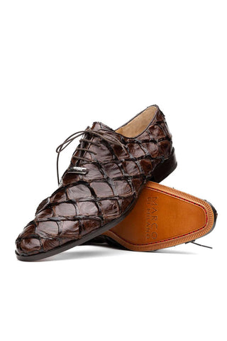 Marco Di Milano Olivieri Brown Exotic Pirarucu Leather Whole cut Oxfords (MDM1028)-AmbrogioShoes