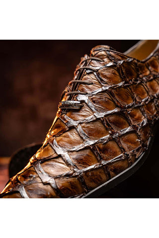 Marco Di Milano Olivieri Clear Brown Exotic Pirarucu Leather Whole cut Oxfords (MDM1028)-AmbrogioShoes