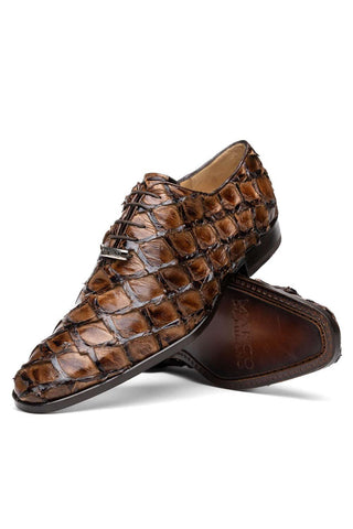 Marco Di Milano Olivieri Clear Brown Exotic Pirarucu Leather Whole cut Oxfords (MDM1028)-AmbrogioShoes