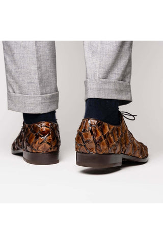 Marco Di Milano Olivieri Clear Brown Exotic Pirarucu Leather Whole cut Oxfords (MDM1028)-AmbrogioShoes