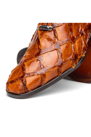Marco Di Milano Olivieri Cognac Exotic Pirarucu Leather Whole cut Oxfords (MDM1028)-AmbrogioShoes