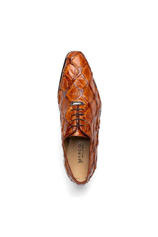 Marco Di Milano Olivieri Cognac Exotic Pirarucu Leather Whole cut Oxfords (MDM1028)-AmbrogioShoes