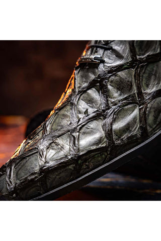 Marco Di Milano Olivieri Gray Exotic Pirarucu Leather Whole cut Oxfords (MDM1028)-AmbrogioShoes