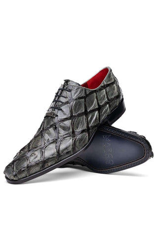 Marco Di Milano Olivieri Gray Exotic Pirarucu Leather Whole cut Oxfords (MDM1028)-AmbrogioShoes