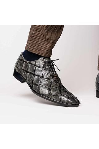 Marco Di Milano Olivieri Gray Exotic Pirarucu Leather Whole cut Oxfords (MDM1028)-AmbrogioShoes