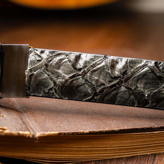 Marco Di Milano Olivieri Men's Gray Genuine Pirarucu Belts (MDMB1052)-AmbrogioShoes