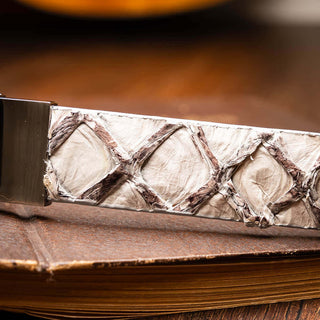 Marco Di Milano Olivieri Men's Newspaper Genuine Pirarucu Belts (MDMB1052)-AmbrogioShoes