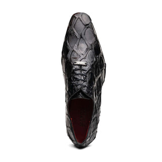 Marco Di Milano Olivieri Men's Shoes Black Exotic Pirarucu Leather Whole cut Oxfords (MDM1201)-AmbrogioShoes