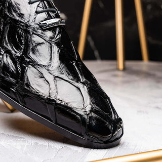 Marco Di Milano Olivieri Men's Shoes Black Exotic Pirarucu Leather Whole cut Oxfords (MDM1201)-AmbrogioShoes