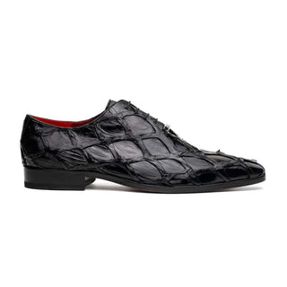 Marco Di Milano Olivieri Men's Shoes Black Exotic Pirarucu Leather Whole cut Oxfords (MDM1201)-AmbrogioShoes