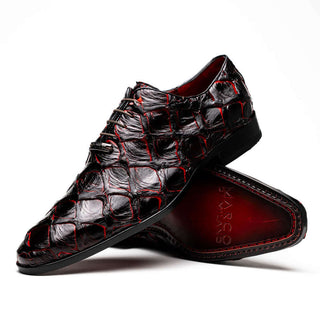Marco Di Milano Olivieri Men's Shoes Blackcherry Exotic Pirarucu Skin Oxford (MDM1248)-AmbrogioShoes