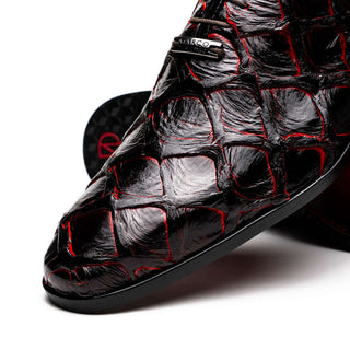 Marco Di Milano Olivieri Men's Shoes Blackcherry Exotic Pirarucu Skin Oxford (MDM1248)-AmbrogioShoes