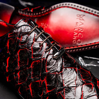 Marco Di Milano Olivieri Men's Shoes Blackcherry Exotic Pirarucu Skin Oxford (MDM1248)-AmbrogioShoes