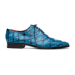 Marco Di Milano Olivieri Men's Shoes Blue Exotic Pirarucu Leather Whole cut Oxfords (MDM1028)-AmbrogioShoes