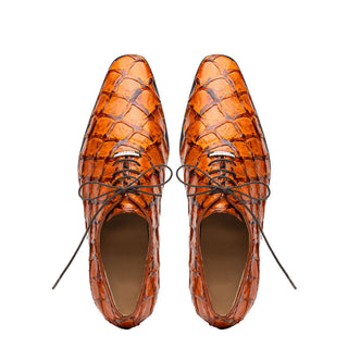 Marco Di Milano Olivieri Men's Shoes Brandy Exotic Pirarucu Leather Whole cut Oxfords (MDM1028)-AmbrogioShoes
