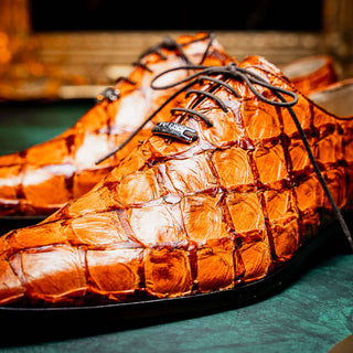 Marco Di Milano Olivieri Men's Shoes Brandy Exotic Pirarucu Leather Whole cut Oxfords (MDM1028)-AmbrogioShoes