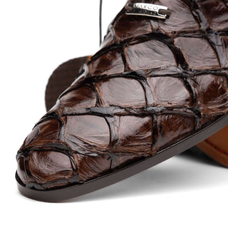 Marco Di Milano Olivieri Men's Shoes Brown Exotic Pirarucu Leather Whole cut Oxfords (MDM1028)-AmbrogioShoes