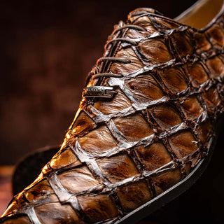 Marco Di Milano Olivieri Men's Shoes Clear Brown Exotic Pirarucu Leather Whole cut Oxfords (MDM1028)-AmbrogioShoes