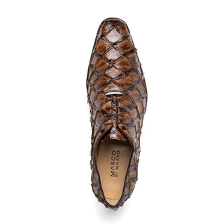 Marco Di Milano Olivieri Men's Shoes Clear Brown Exotic Pirarucu Leather Whole cut Oxfords (MDM1028)-AmbrogioShoes