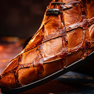 Marco Di Milano Olivieri Men's Shoes Cognac Exotic Pirarucu Leather Whole cut Oxfords (MDM1028)-AmbrogioShoes