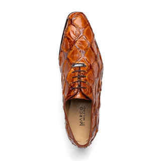 Marco Di Milano Olivieri Men's Shoes Cognac Exotic Pirarucu Leather Whole cut Oxfords (MDM1028)-AmbrogioShoes