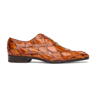 Marco Di Milano Olivieri Men's Shoes Cognac Exotic Pirarucu Leather Whole cut Oxfords (MDM1028)-AmbrogioShoes
