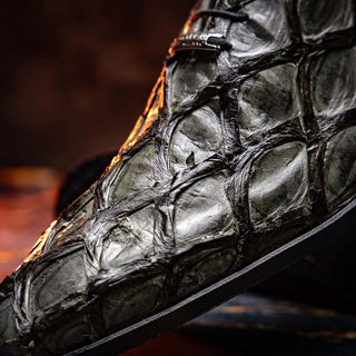 Marco Di Milano Olivieri Men's Shoes Gray Exotic Pirarucu Leather Whole cut Oxfords (MDM1028)-AmbrogioShoes