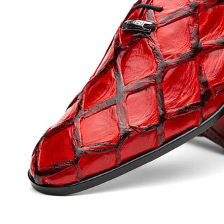Marco Di Milano Olivieri Men's Shoes Red Exotic Pirarucu Leather Whole cut Oxfords (MDM1028)-AmbrogioShoes