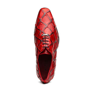 Marco Di Milano Olivieri Men's Shoes Red Exotic Pirarucu Leather Whole cut Oxfords (MDM1028)-AmbrogioShoes