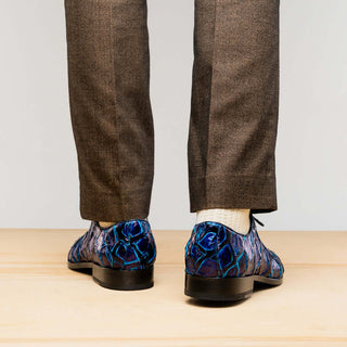 Marco Di Milano Olivieri Men's Shoes Royal Blue Exotic Pirarucu Skin Oxford (MDM1249)-AmbrogioShoes