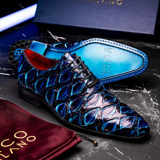 Marco Di Milano Olivieri Men's Shoes Royal Blue Exotic Pirarucu Skin Oxford (MDM1249)-AmbrogioShoes