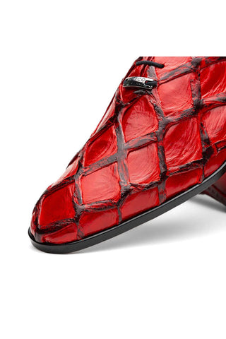 Marco Di Milano Olivieri Red Exotic Pirarucu Leather Whole cut Oxfords (MDM1028)-AmbrogioShoes
