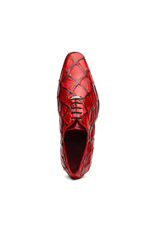 Marco Di Milano Olivieri Red Exotic Pirarucu Leather Whole cut Oxfords (MDM1028)-AmbrogioShoes