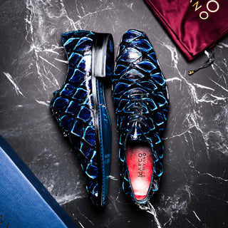 Marco Di Milano Olivieri Royal Blue Exotic Pirarucu Skin Oxford (MDM1249)-AmbrogioShoes