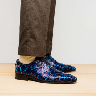 Marco Di Milano Olivieri Royal Blue Exotic Pirarucu Skin Oxford (MDM1249)-AmbrogioShoes
