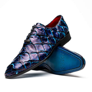 Marco Di Milano Olivieri Royal Blue Exotic Pirarucu Skin Oxford (MDM1249)-AmbrogioShoes