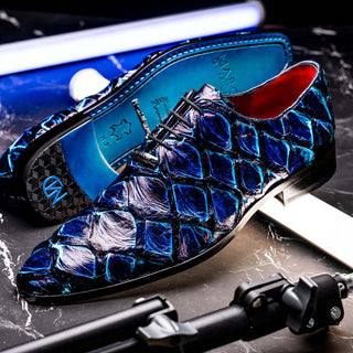 Marco Di Milano Olivieri Royal Blue Exotic Pirarucu Skin Oxford (MDM1249)-AmbrogioShoes