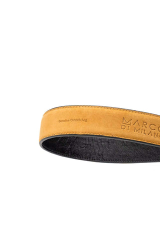 Marco Di Milano Ostrich Belt - Black-AmbrogioShoes