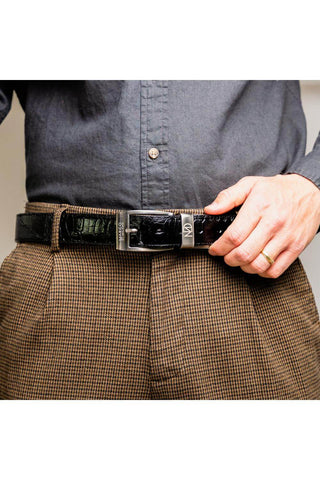 Marco Di Milano Ostrich Belt - Black-AmbrogioShoes