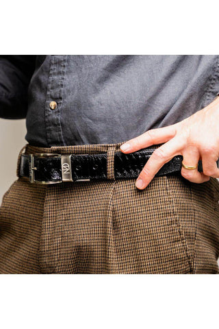 Marco Di Milano Ostrich Belt - Black-AmbrogioShoes