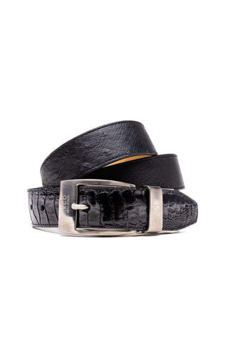 Marco Di Milano Ostrich Belt - Black-AmbrogioShoes