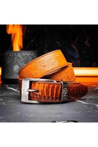 Marco Di Milano Ostrich Belt - Cognac-AmbrogioShoes