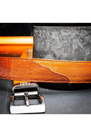 Marco Di Milano Ostrich Belt - Cognac-AmbrogioShoes