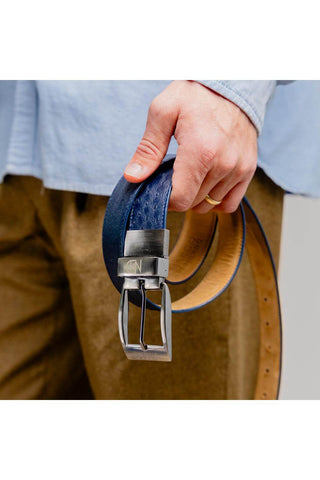 Marco Di Milano Ostrich Belt - Navy-AmbrogioShoes