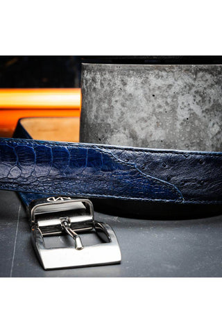 Marco Di Milano Ostrich Belt - Navy-AmbrogioShoes