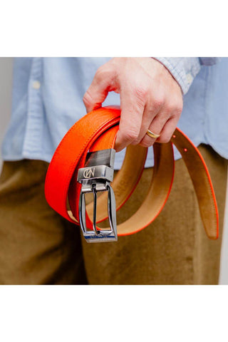 Marco Di Milano Ostrich Belt - Orange-AmbrogioShoes