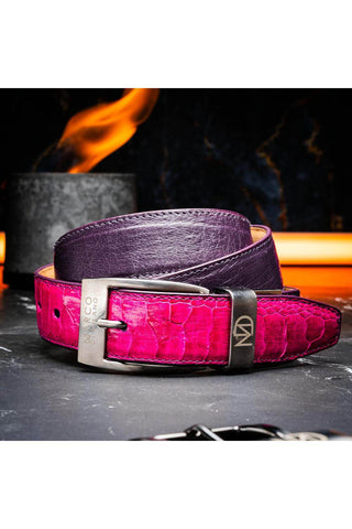 Marco Di Milano Ostrich Belt - Pink & Purple-AmbrogioShoes
